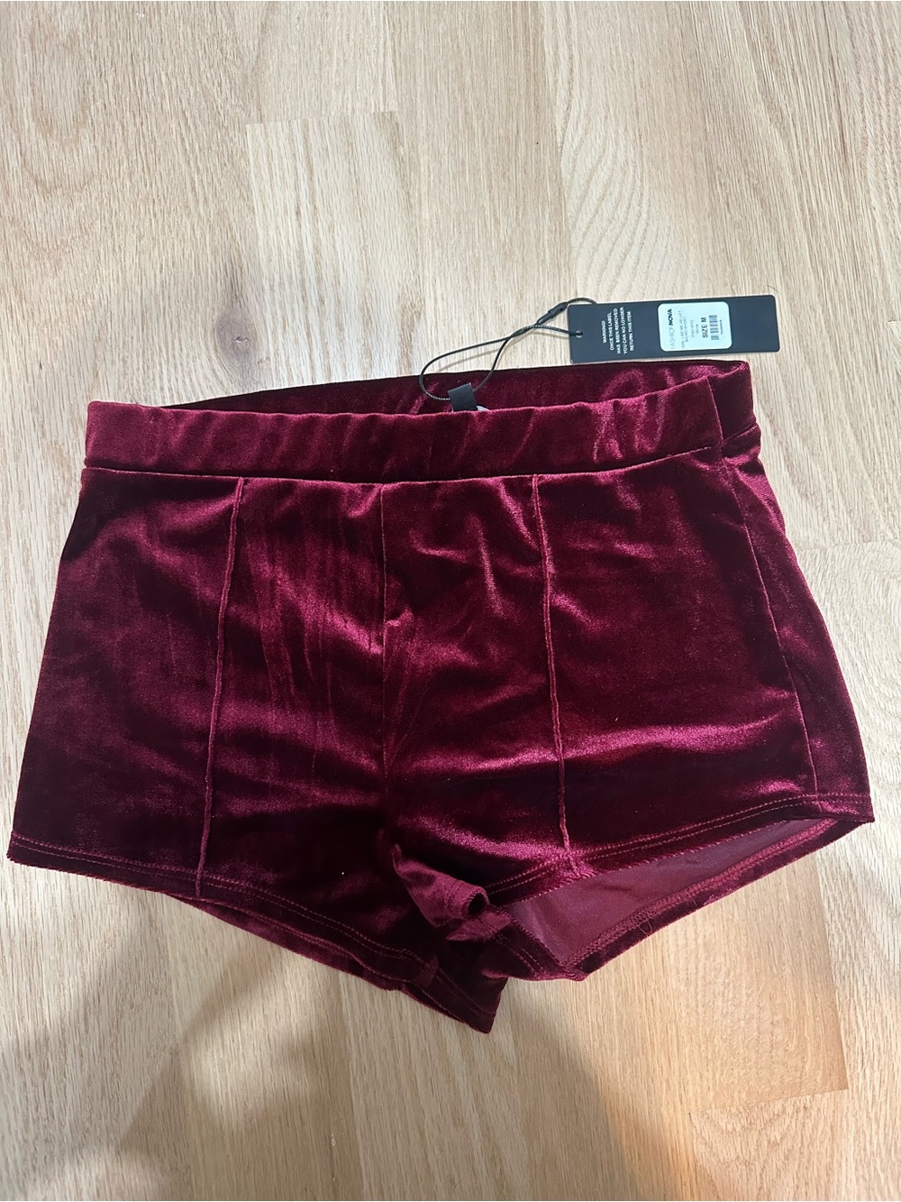 Fashion Nova Wine Velvet High-Waist Bike Shorts